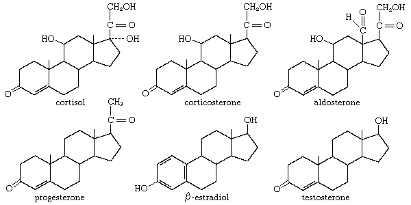 Chemical structures of steroid hormones